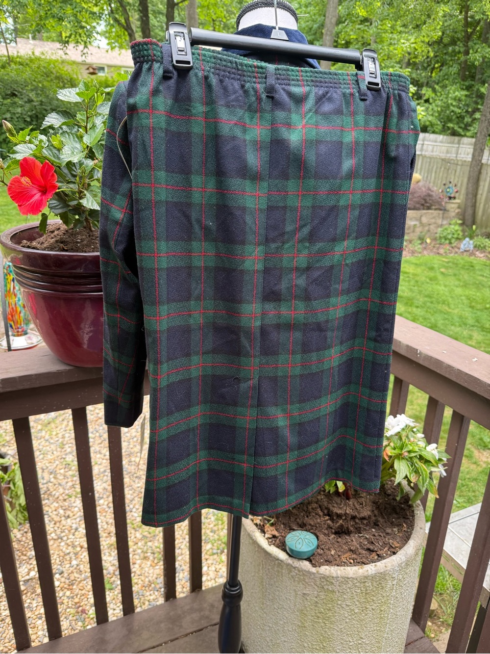 New Alfred Dunner Vintage 90's Green Plaid Wool Skirt Blazer Skirt Set Womens 8 - Picture 7 of 14